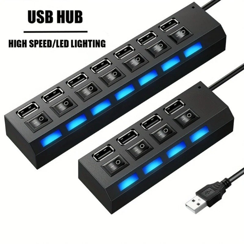 Laptop Accessories For Programmers - موزع USB 2.0 بـ 4/7 منافذ