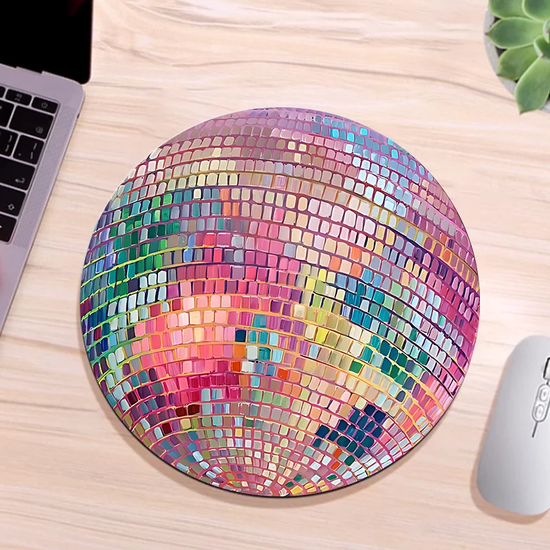Laptop Accessories Pink - سجادة ماوس مطاطية مستديرة وردية اللون