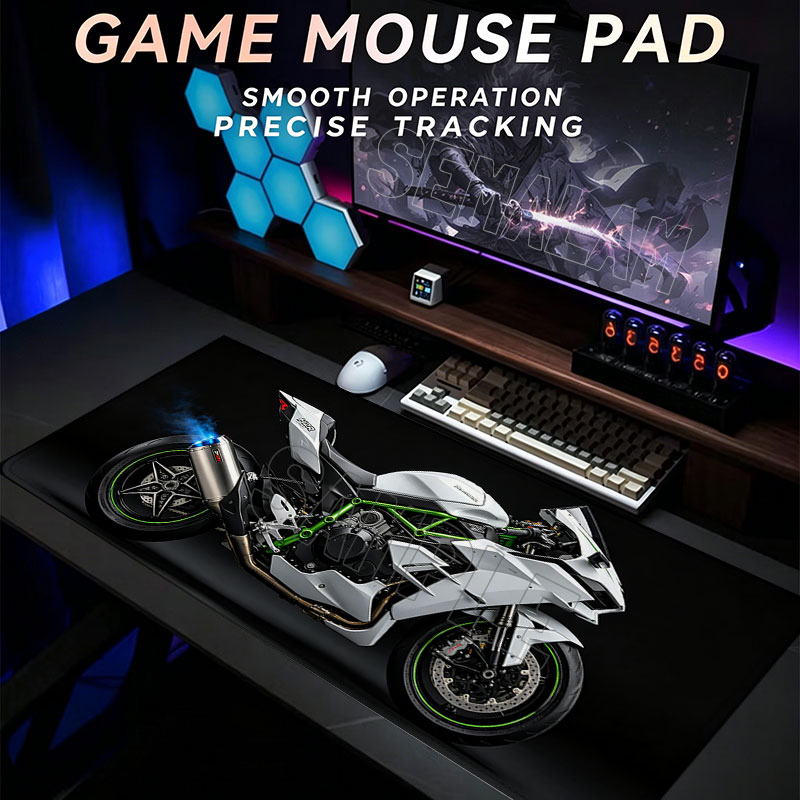 Laptop Accessories Design - لوحة ماوس كبيرة بتصميم دراجة نارية،