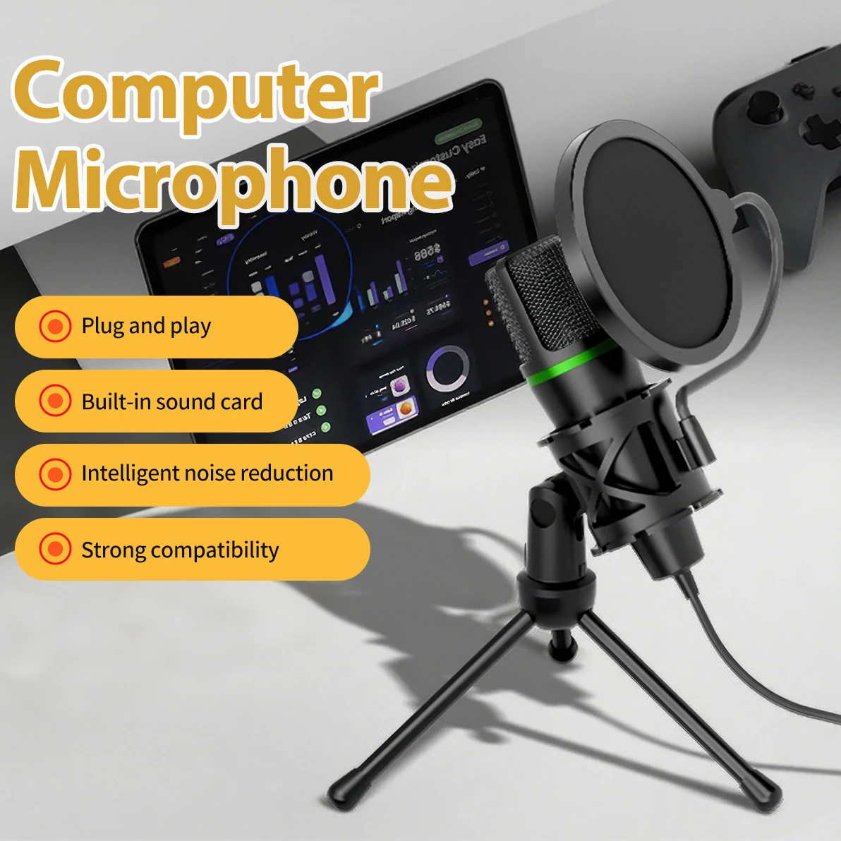 ميكروفون مكثف سلكي USB للكمبيو - مراجعة Laptop Accessories Rgb وسعره