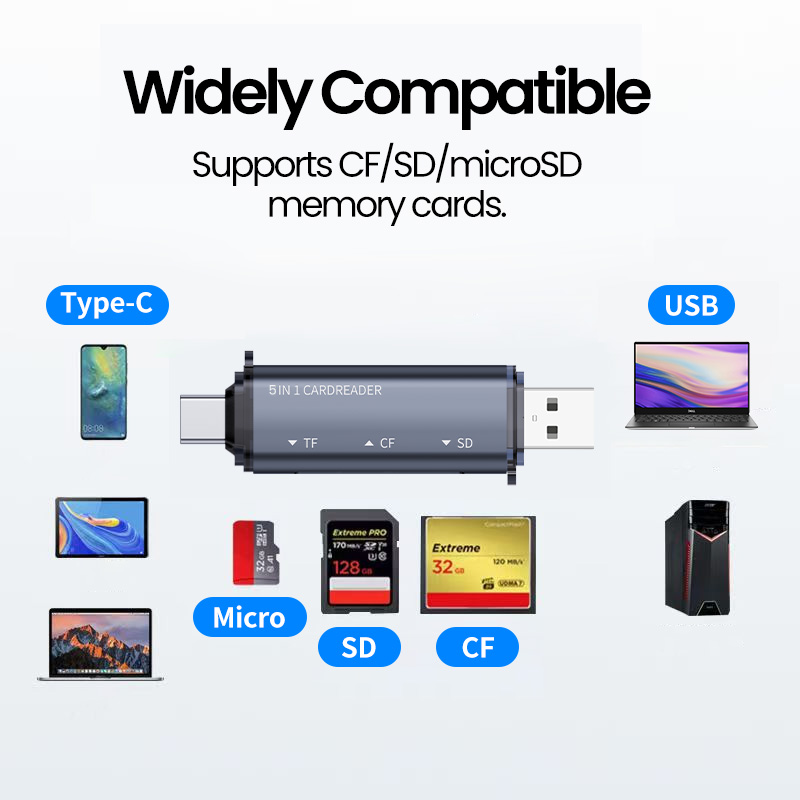 5 في 1 قارئ بطاقات USB نوع C م - مراجعة Laptop Accessories For Programmers وسعره