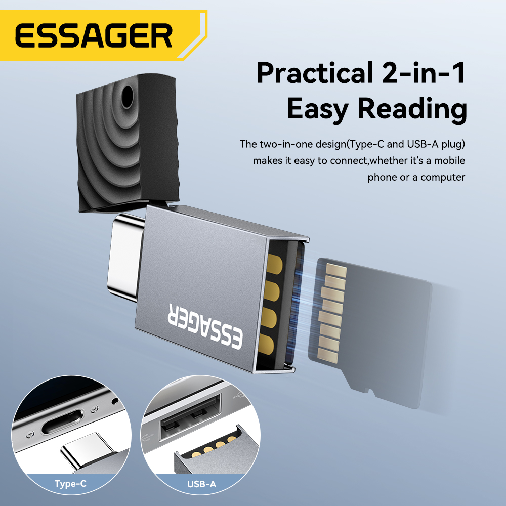 Essager 2 في 1 TF قارئ بطاقات  - مراجعة Laptop Accessories For Programmers وسعره