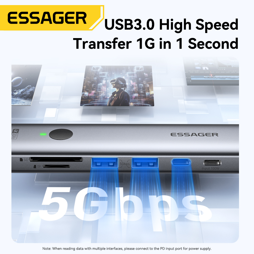 Essager USB C HUB 4K 7-in-1 Ty - مراجعة Usb C Docking Hub وسعره