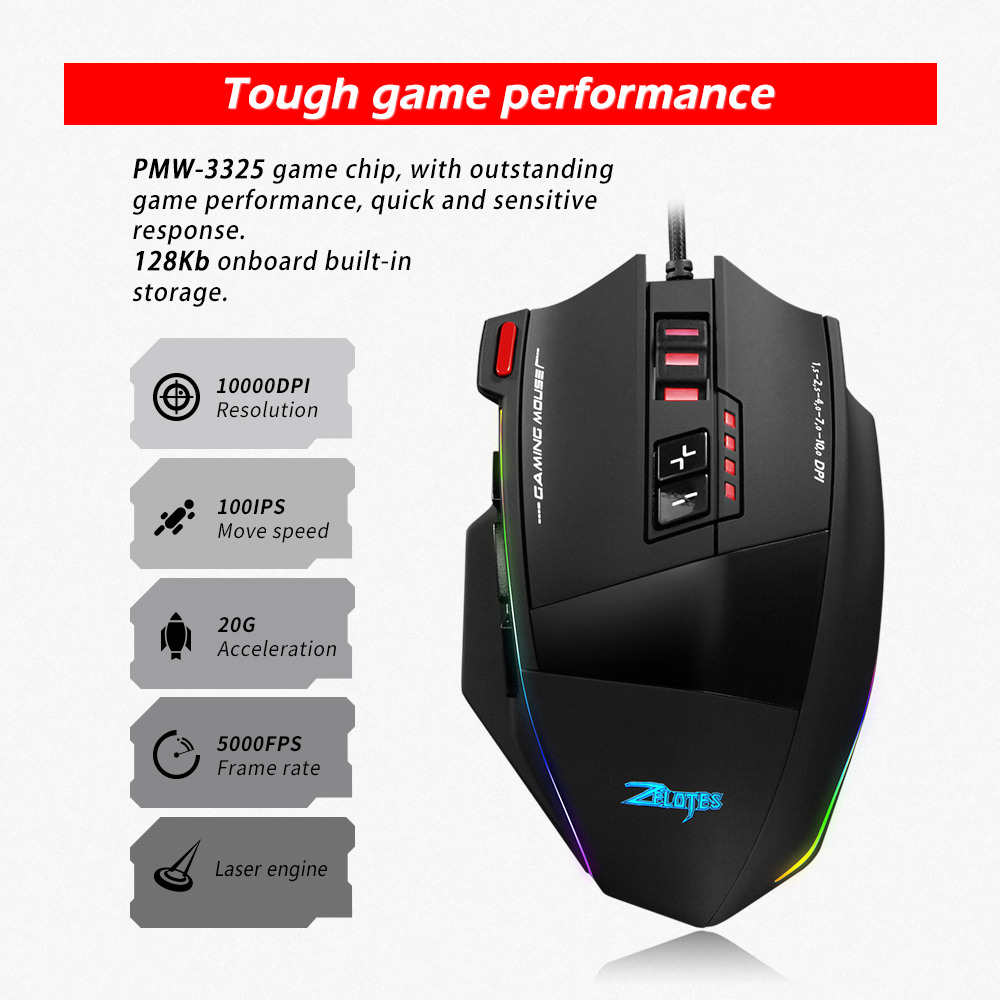 فأرة سلكية ZELOTES C13 بدقة 10 - مراجعة Laptop Accessories Rgb وسعره